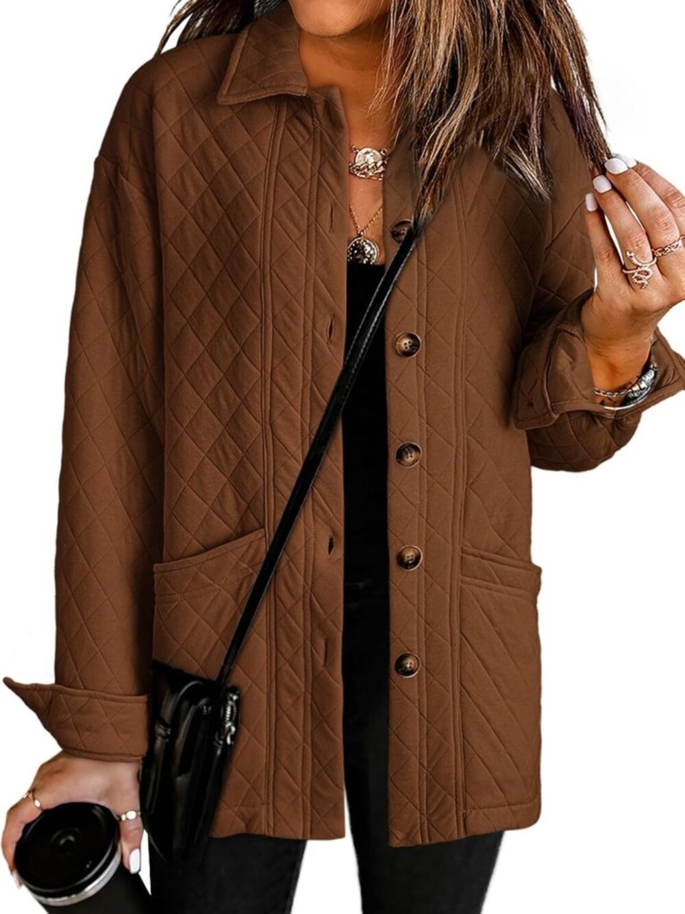 Lightweight Quilted Jacket for Women | Casual Button-Down Coat with Pockets